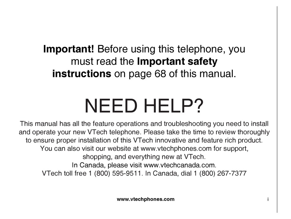 VTECH I5871 USER MANUAL Pdf Download | ManualsLib
