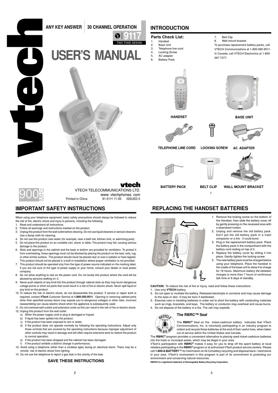 VTECH VT9117 USER MANUAL Pdf Download | ManualsLib