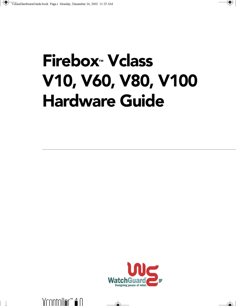 WATCHGUARD V10 HARDWARE MANUAL Pdf Download ManualsLib