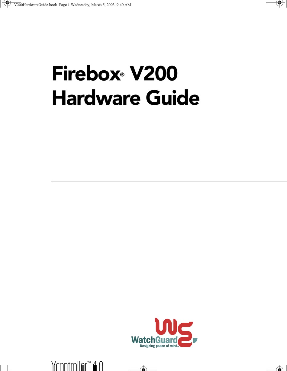 WATCHGUARD FIREBOX V200 HARDWARE MANUAL Pdf Download ManualsLib