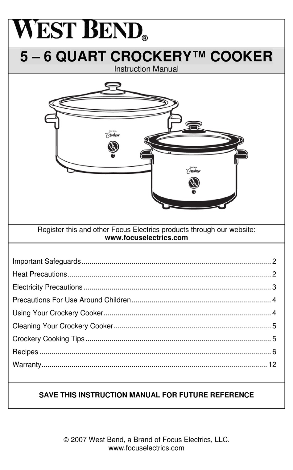 User manual WestBend Stir Crazy 82306 (English - 24 pages)