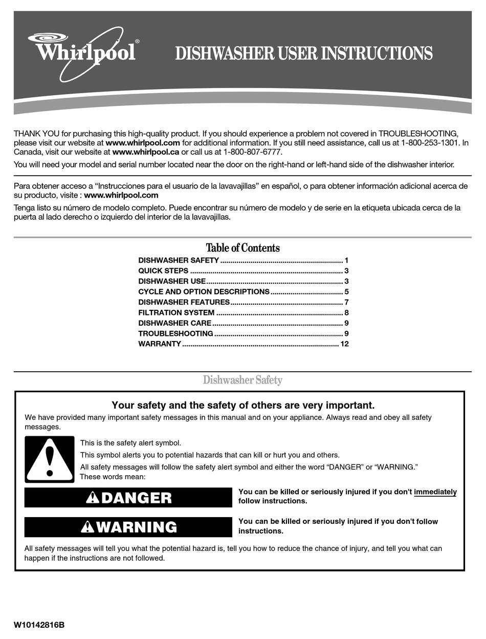 Whirlpool Gold Gu2800xtv User Manual Pdf Download Manualslib