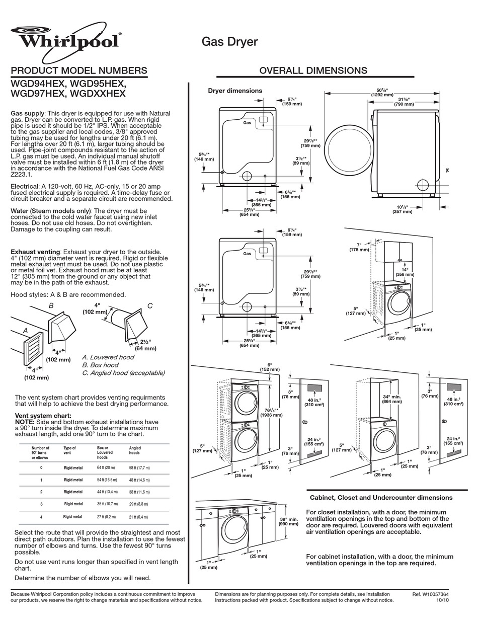 WHIRLPOOL DUET STEAM WGD97HEX SPECIFICATIONS Pdf Download ManualsLib