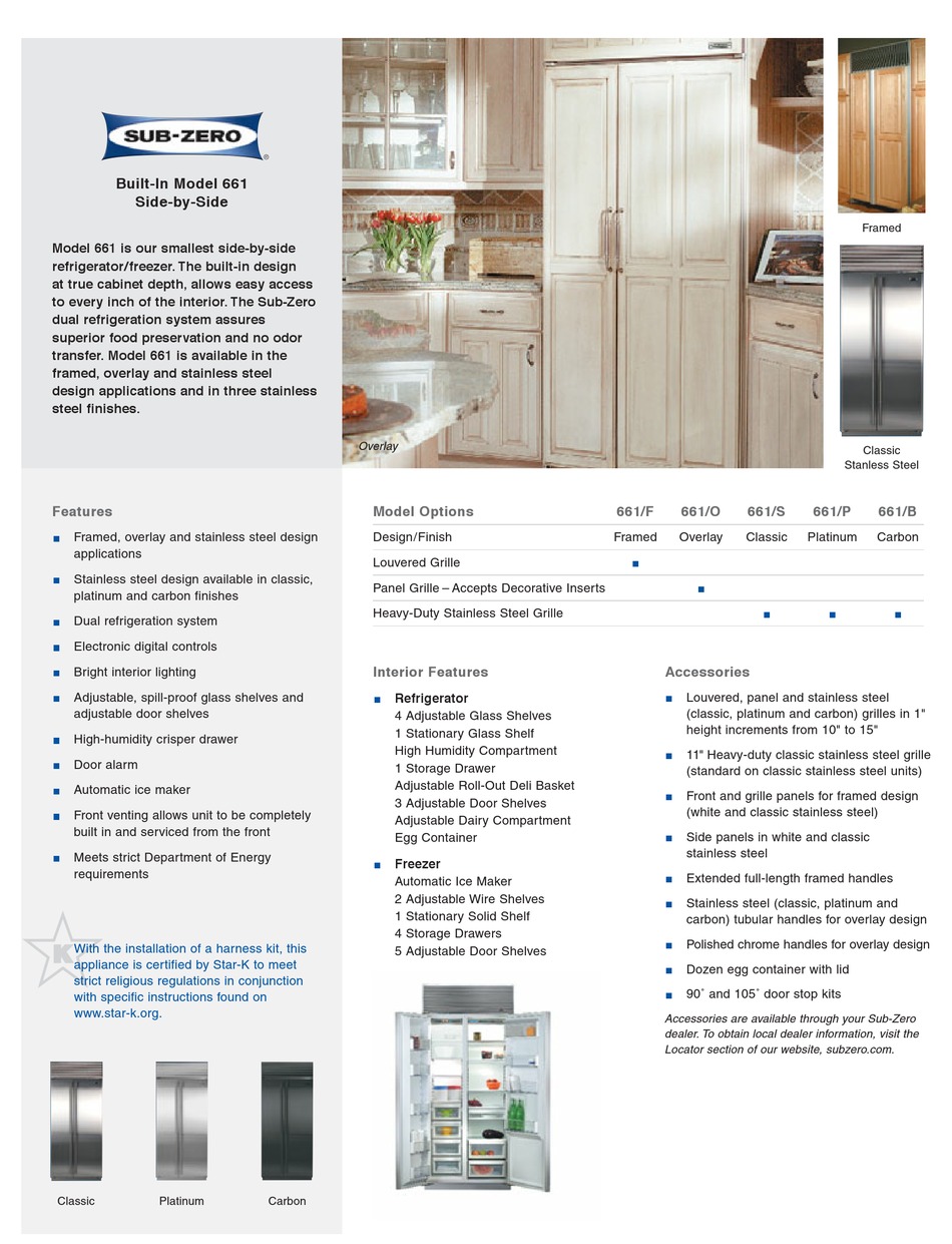 SUB-ZERO 661 PRODUCT INFORMATION Pdf Download | ManualsLib