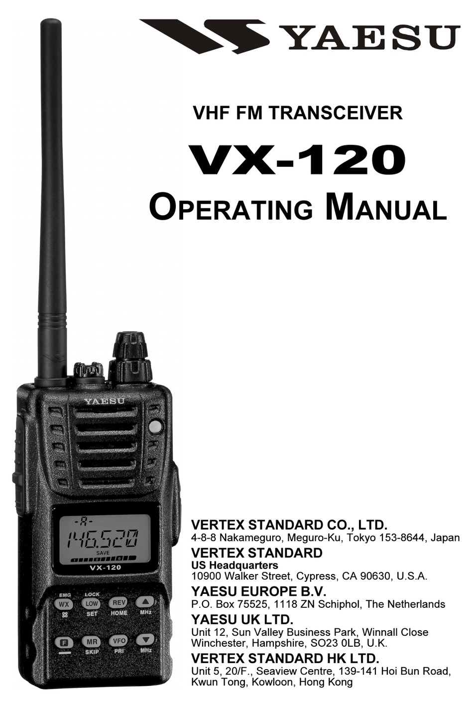 Yaesu Vx 1 Operating Manual Pdf Download Manualslib