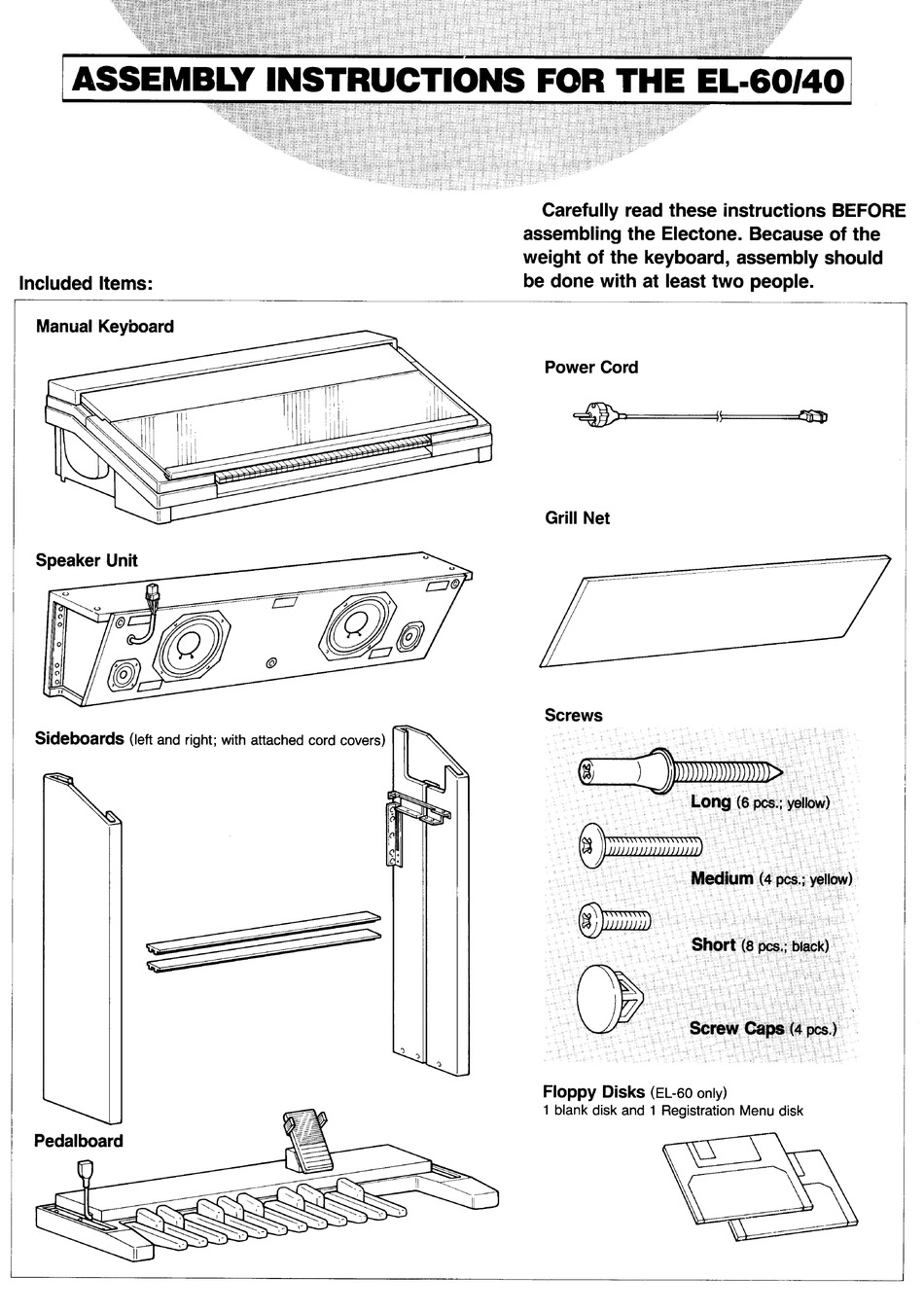 YAMAHA EL-40 ASSEMBLING INSTRUCTIONS Pdf Download | ManualsLib