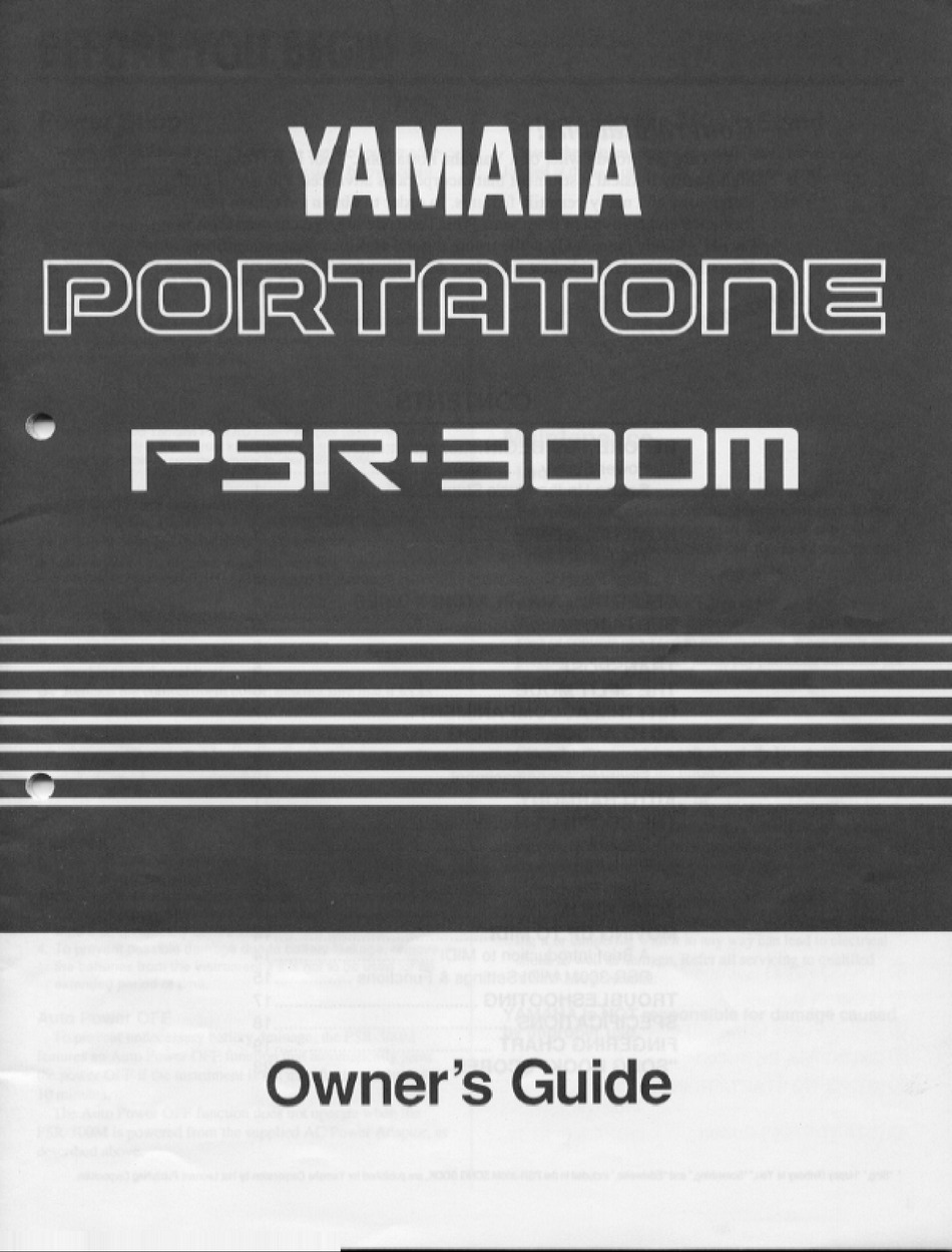 YAMAHA PORTATONE PSR-300M OWNER'S MANUAL Pdf Download | ManualsLib
