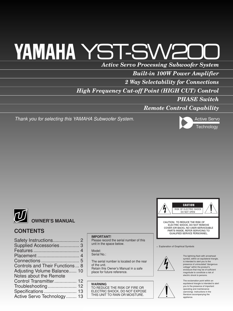 subwoofer yamaha sw 200