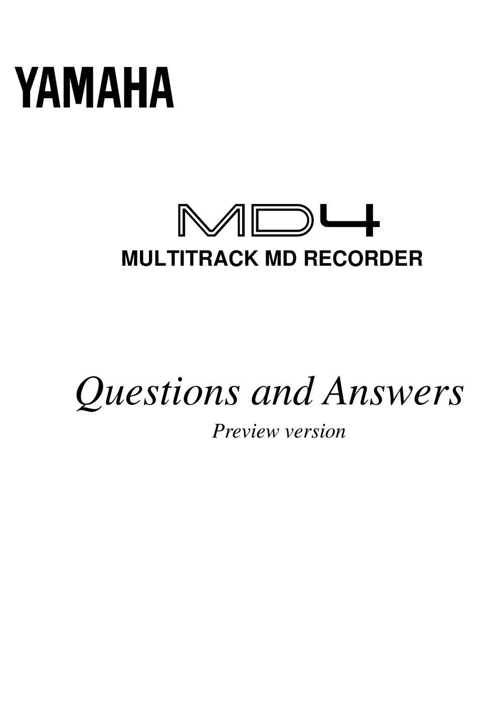 YAMAHA MD4 FREQUENTLY ASKED QUESTIONS MANUAL Pdf Download | ManualsLib