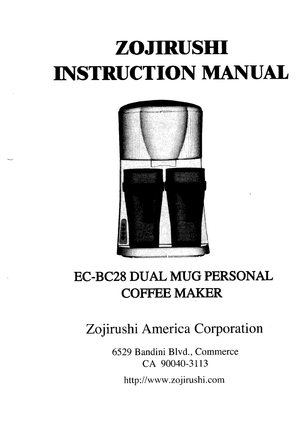 ZOJIRUSHI ECBC28 INSTRUCTION MANUAL Pdf Download ManualsLib