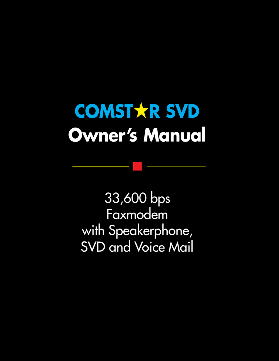 ZOOM COMSTAR XT SVD OWNER'S MANUAL Pdf Download ManualsLib