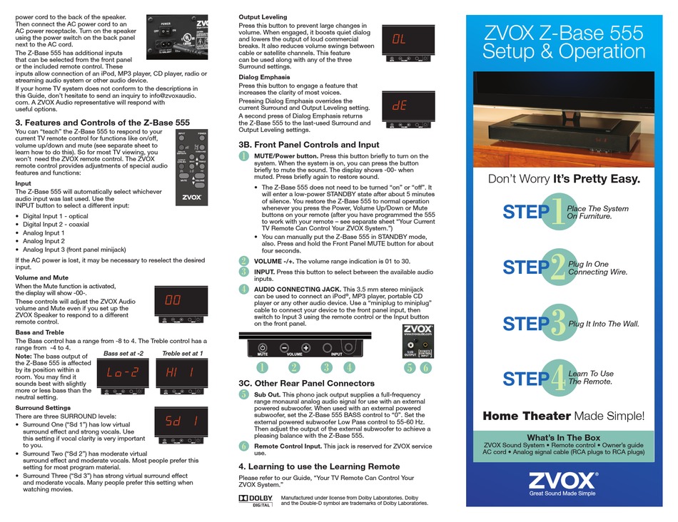 Zvox Audio Home Theater Manuals Pdf : Zvox 425 High Performance Single