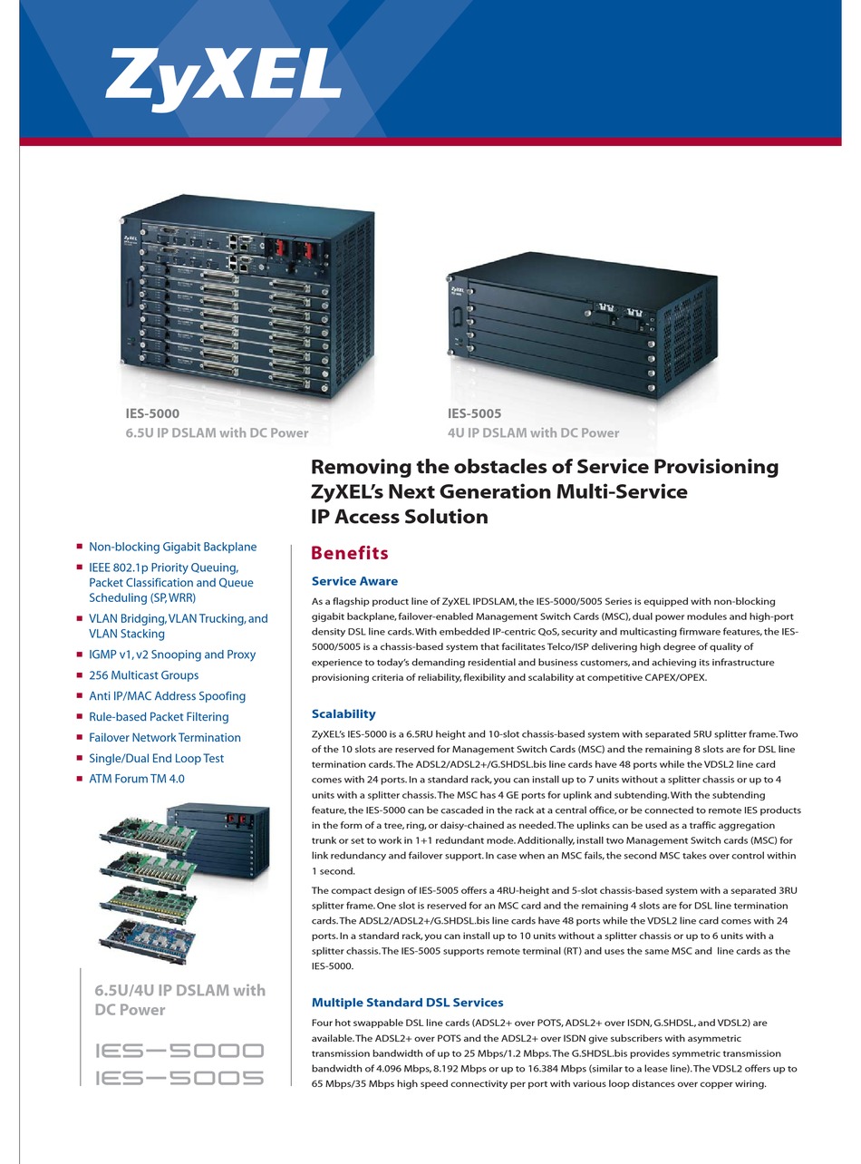 ZYXEL COMMUNICATIONS IES-5000 SPECIFICATIONS Pdf Download | ManualsLib