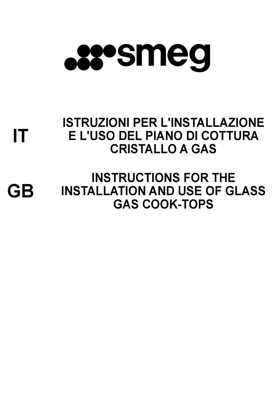 SMEG S863VG3 INSTRUCTIONS FOR THE INSTALLATION AND USE Pdf Download
