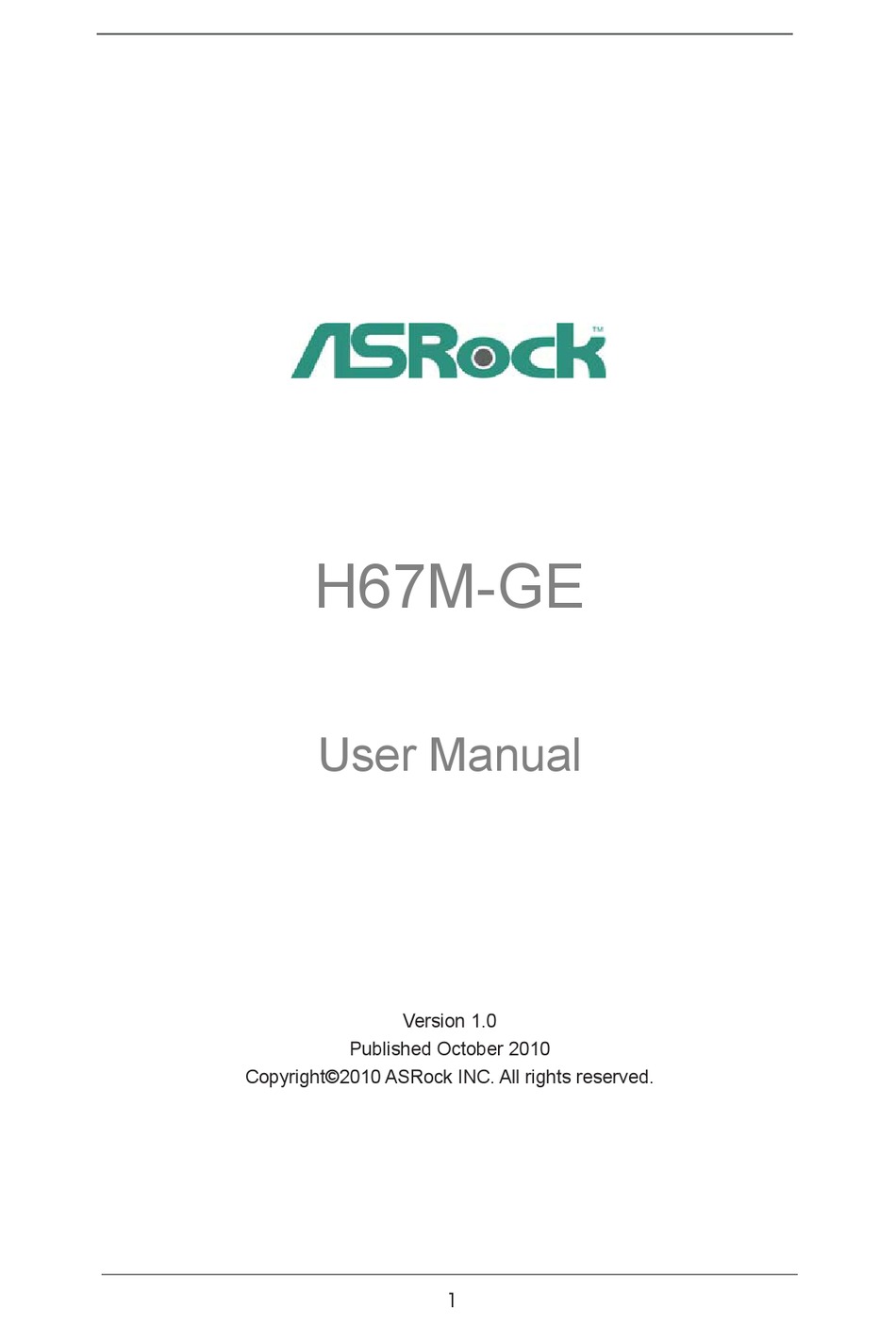 ASROCK H67M-GE USER MANUAL Pdf Download | ManualsLib