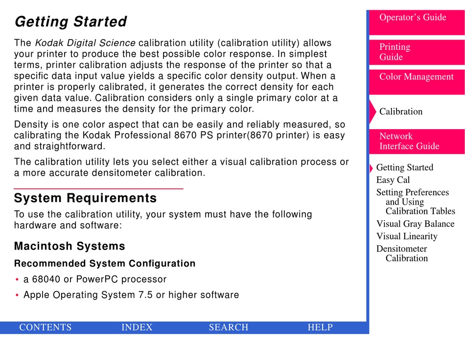 KODAK 8670 PS CALIBRATION GUIDE GETTING STARTED MANUAL Pdf Download