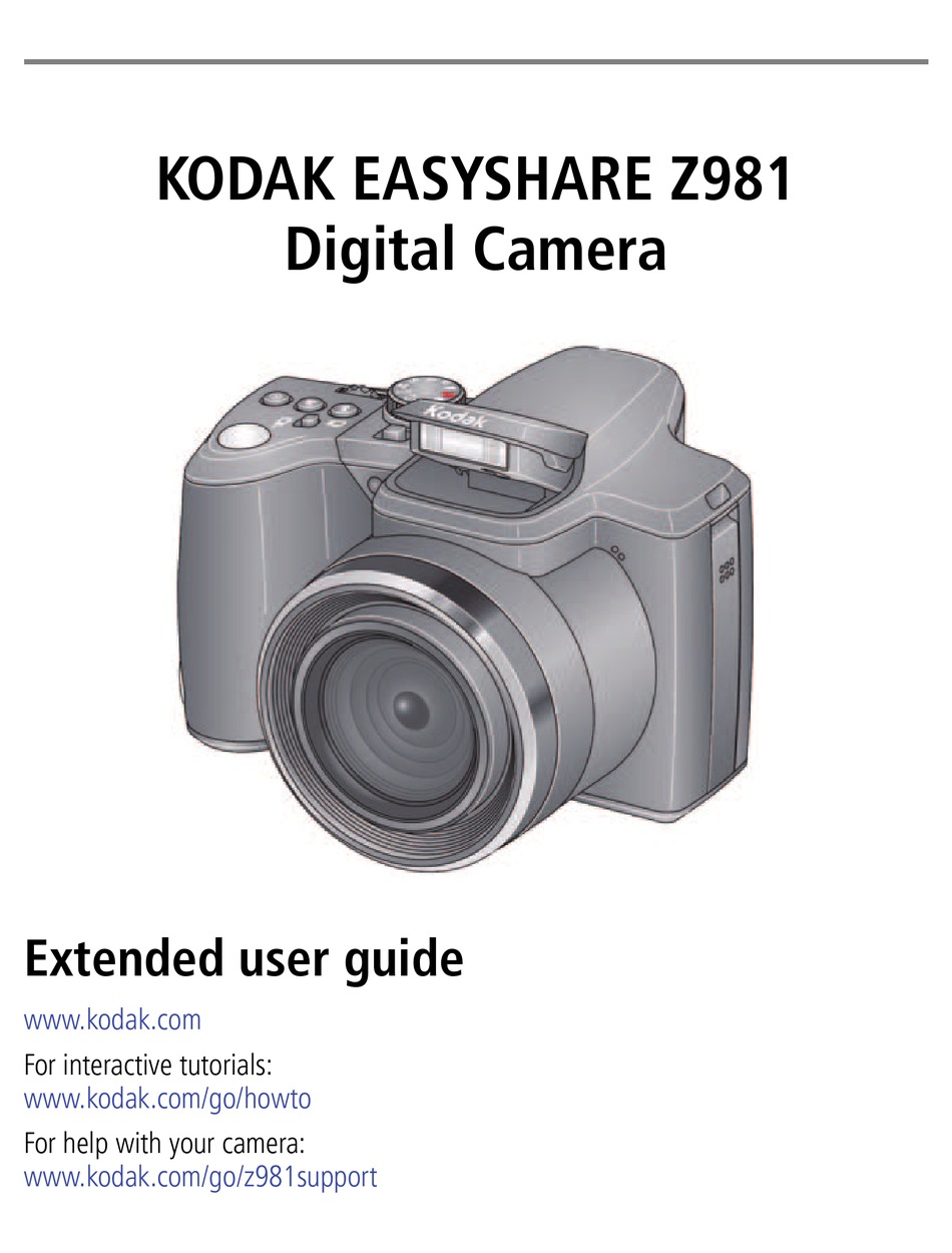 KODAK Z981 - EXTENDED GUIDE EXTENDED USER MANUAL Pdf Download | ManualsLib