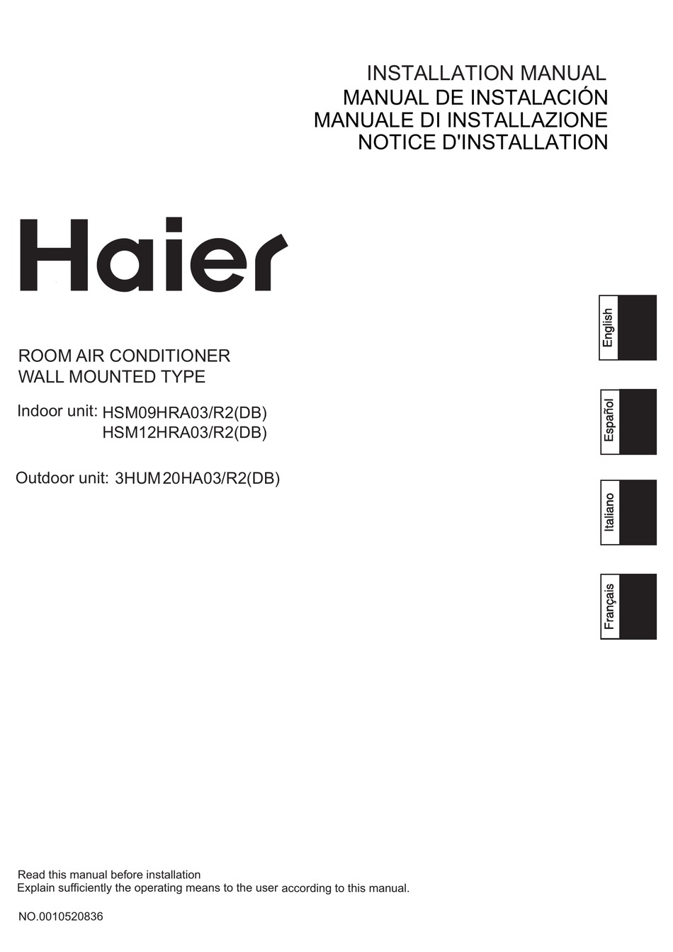 HAIER HSM HRA INSTALLATION MANUAL Pdf Download ManualsLib