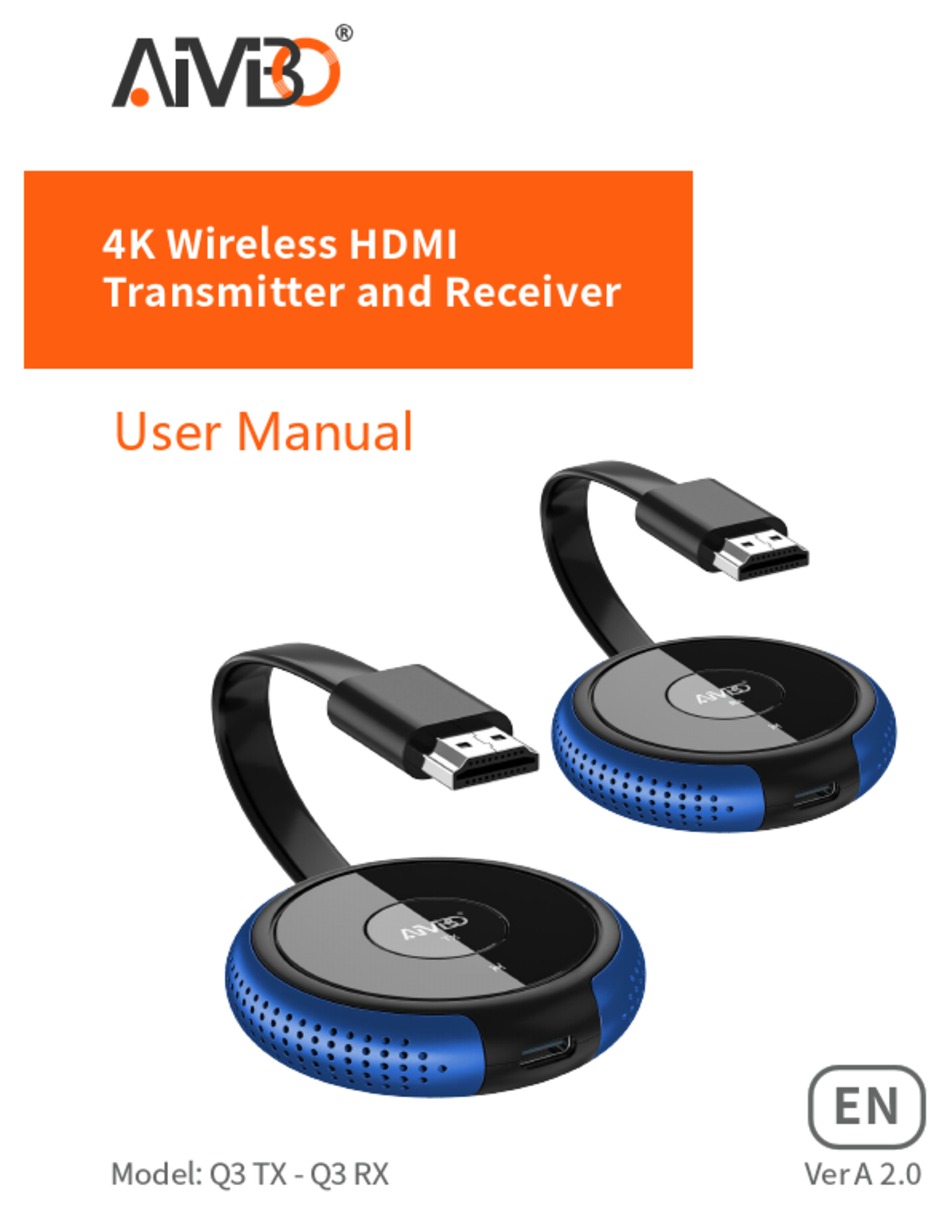 AIMIBO HDMI ワイヤレス送受信機セット Q3 TX - Q3 RX AIMIBO USB C