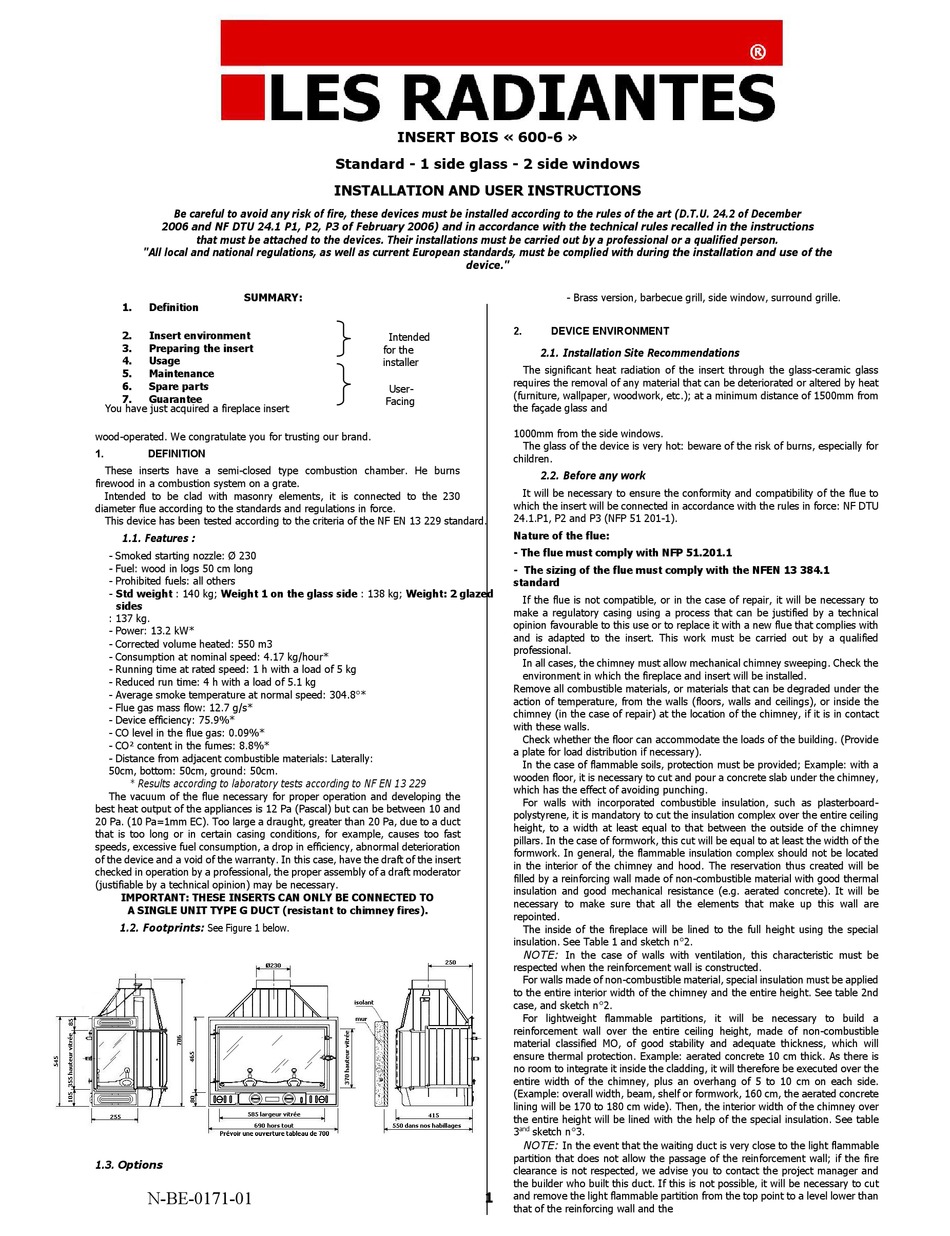 LES RADIANTES 6006 INSTALLATION AND USER INSTRUCTIONS MANUAL Pdf — free download