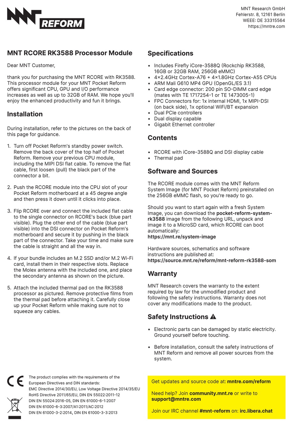 MNT RCORE RK3588 QUICK START MANUAL Pdf Download | ManualsLib