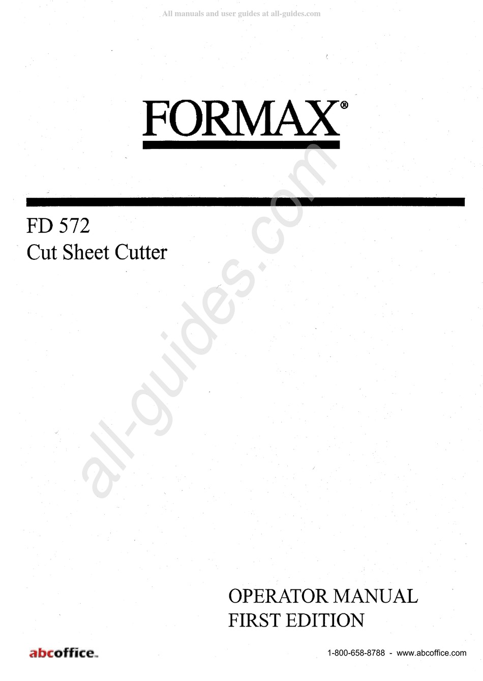 ABC OFFICE FORMAX FD 572 OPERATOR'S MANUAL Pdf Download | ManualsLib