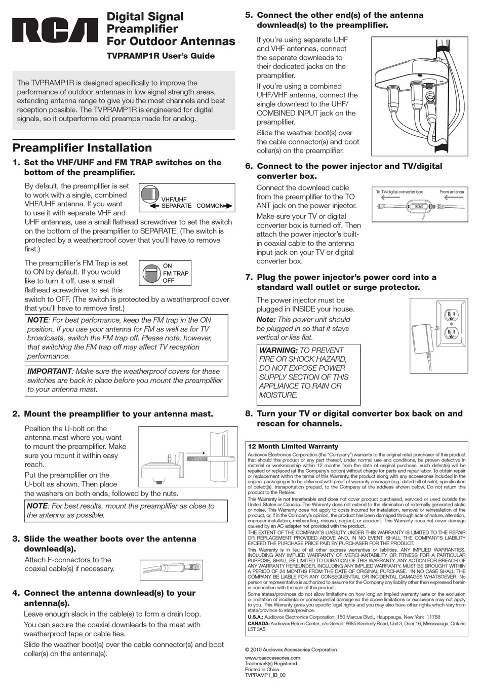 RCA TVPRAMP1R USER MANUAL Pdf Download | ManualsLib