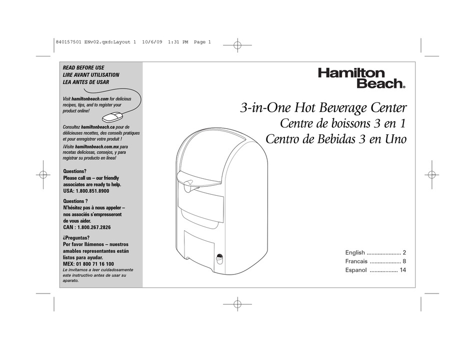 User manual Hamilton Beach 40521 (English - 28 pages)