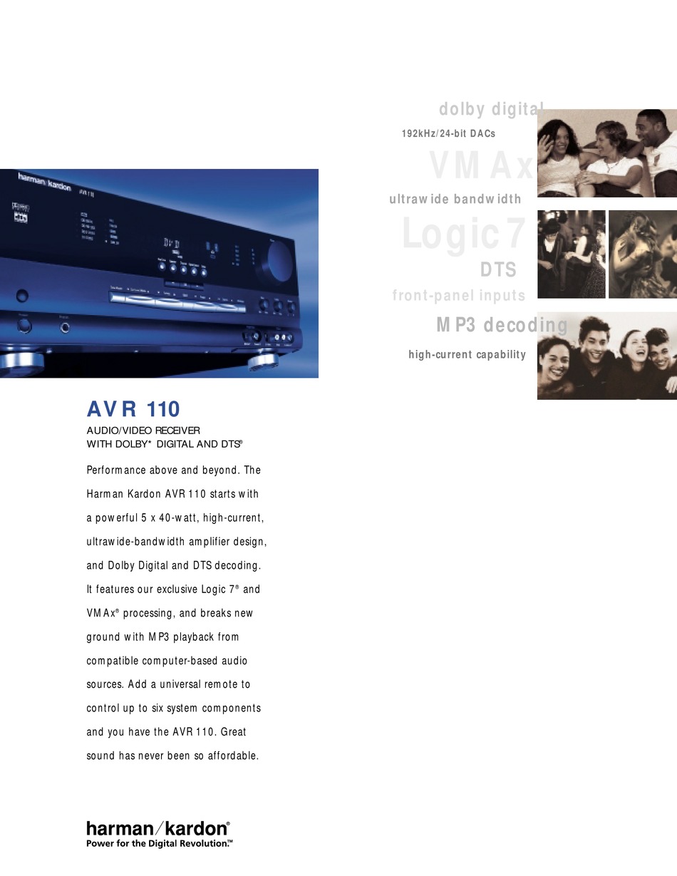 HARMAN KARDON AVR 110 SPECIFICATIONS Pdf Download ManualsLib