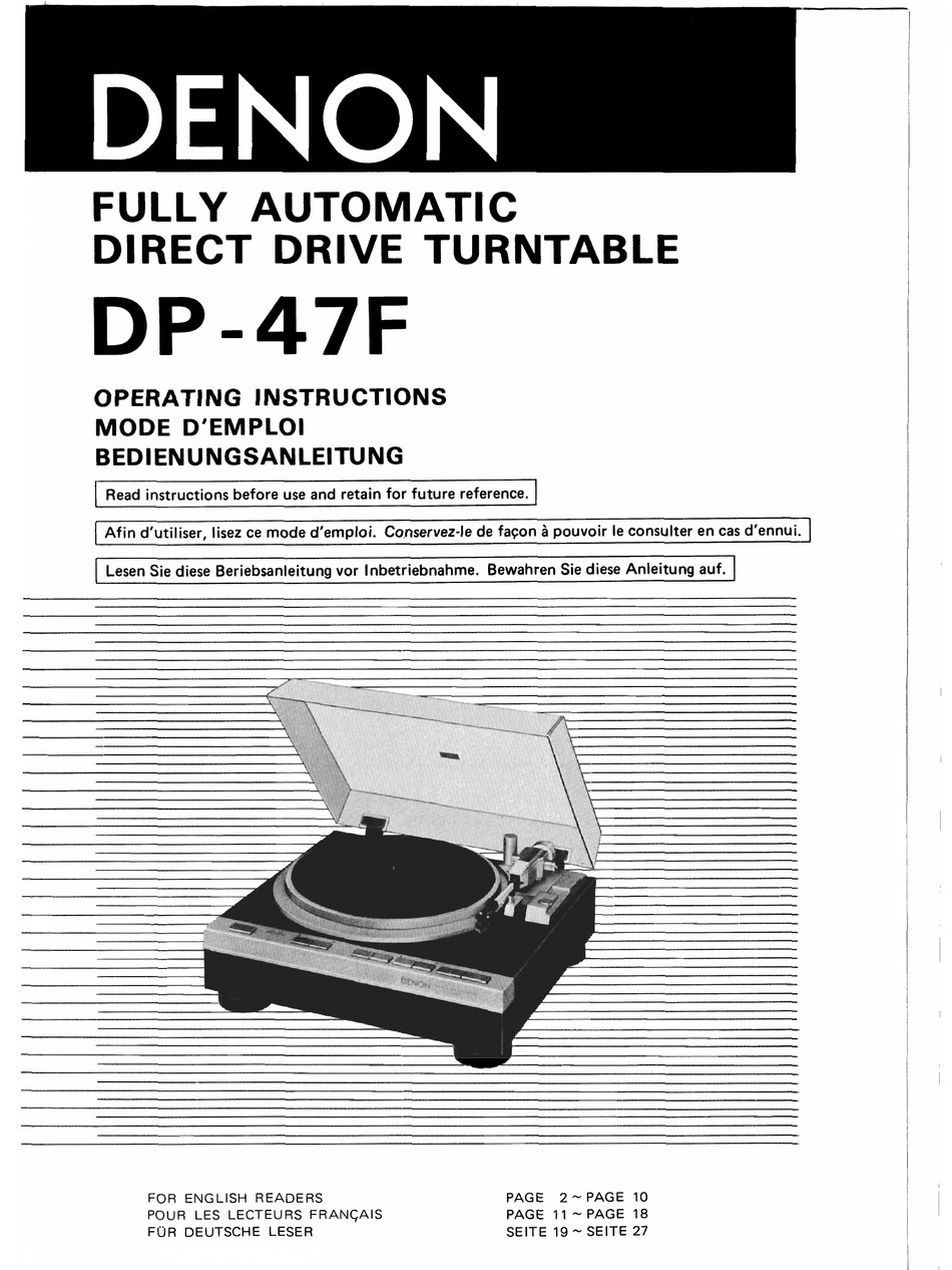 Denon Dp 47f Operating Instructions Manual Pdf Download Manualslib