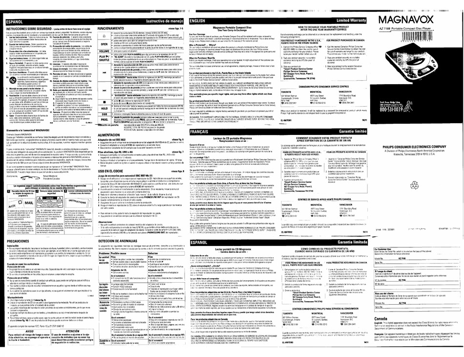 Magnavox Az7166 Cd Portable Manual Del Usuario Pdf Download Manualslib 8937