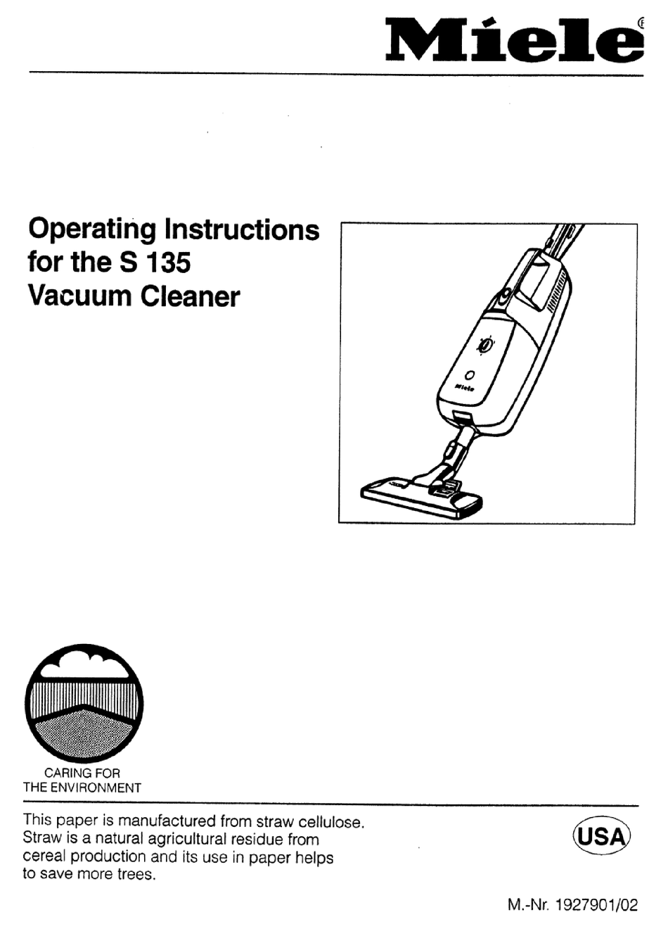 MIELE VACUUM CLEANER S135 MANUAL Pdf Download ManualsLib