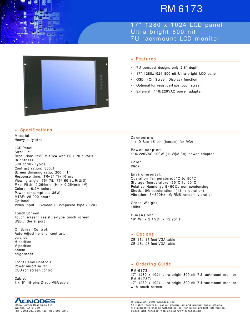 acnodes-rm-6173-specifications-pdf-download-manualslib