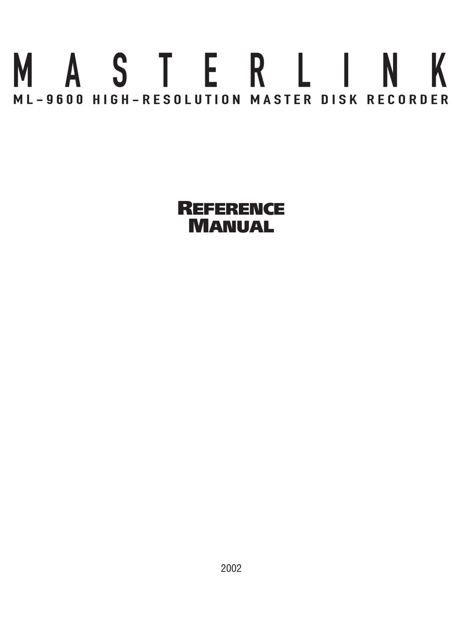 ALESIS MASTERLINK ML-9600 REFERENCE MANUAL Pdf Download | ManualsLib