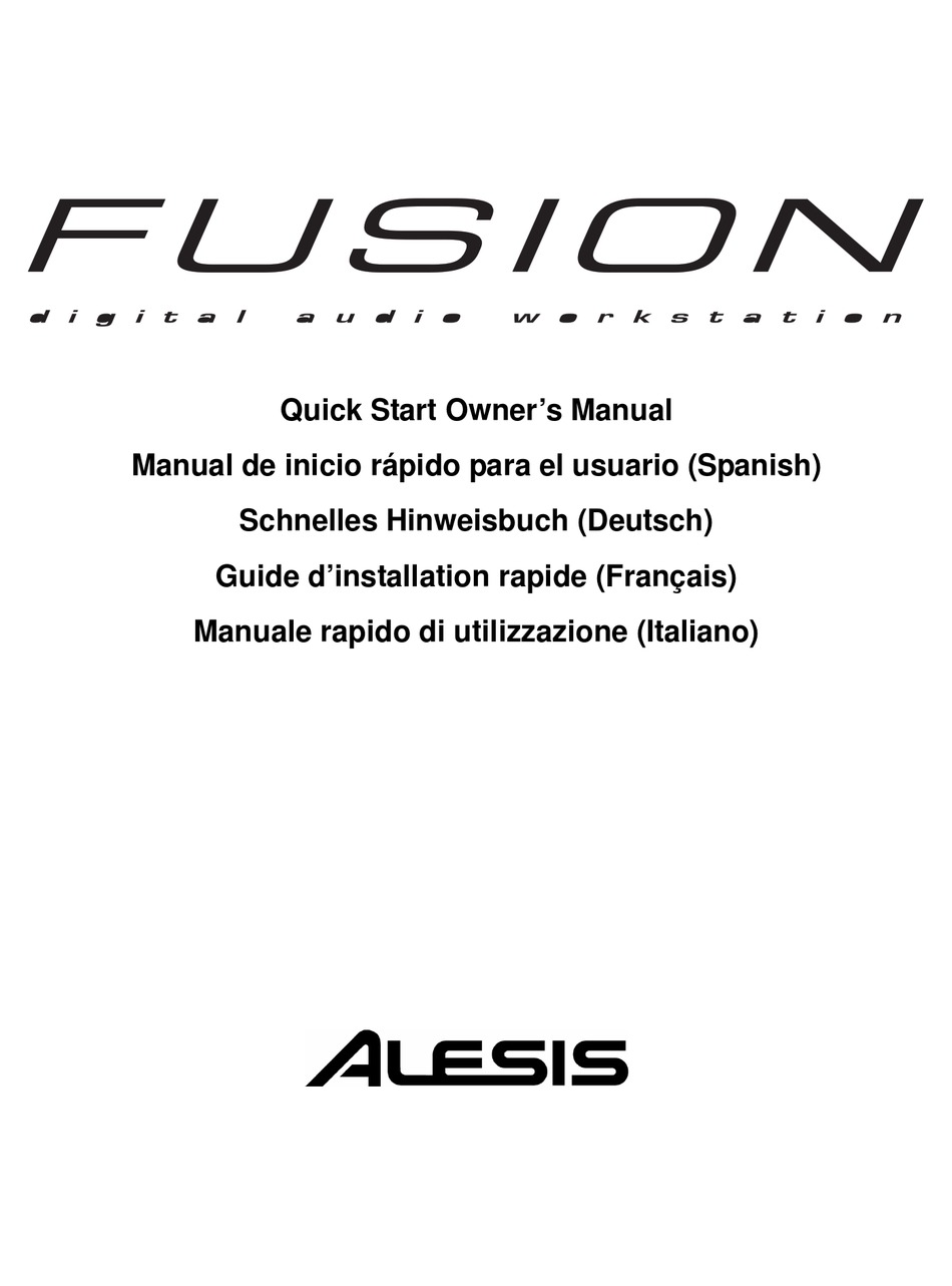 ALESIS FUSION QUICK START OWNER'S MANUAL Pdf Download ManualsLib