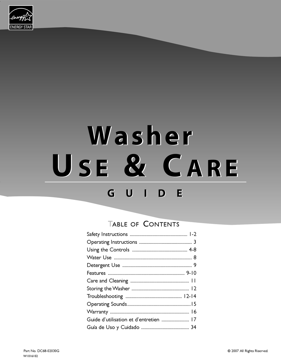 AMANA NFW7200TW USE & CARE MANUAL Pdf Download | ManualsLib