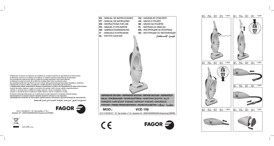 FAGOR VCE156 INSTRUCTIONS FOR USE MANUAL Pdf Download ManualsLib