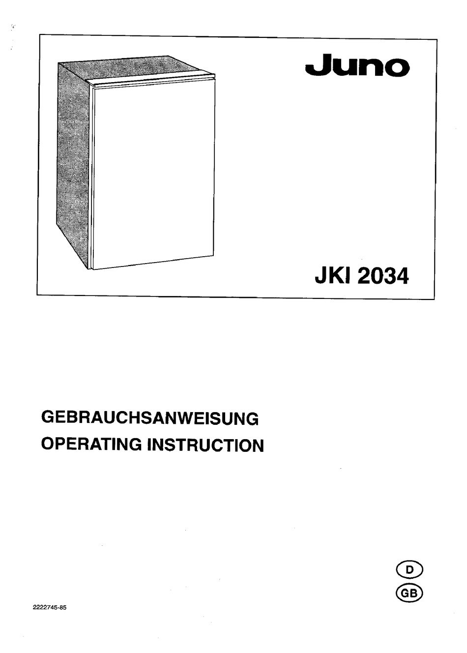 JUNO JKI2034 OPERATING INSTRUCTIONS MANUAL Pdf Download ManualsLib