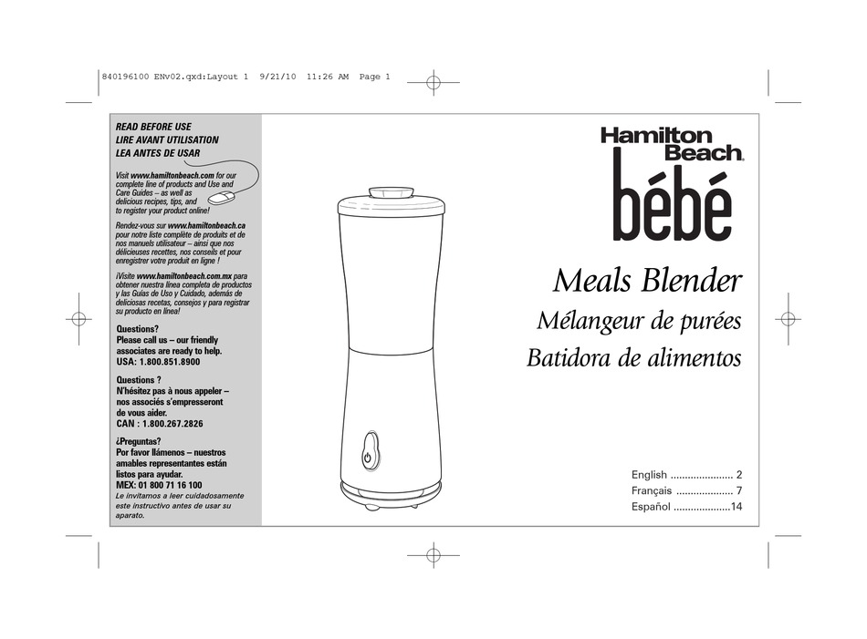 HAMILTON BEACH 51110 USE & CARE MANUAL Pdf Download | ManualsLib