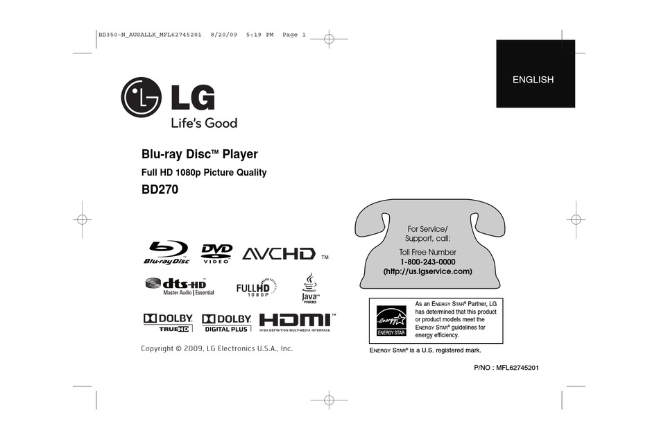 LG BD270 BLURAY DISC PLAYER OWNER'S MANUAL Pdf Download ManualsLib