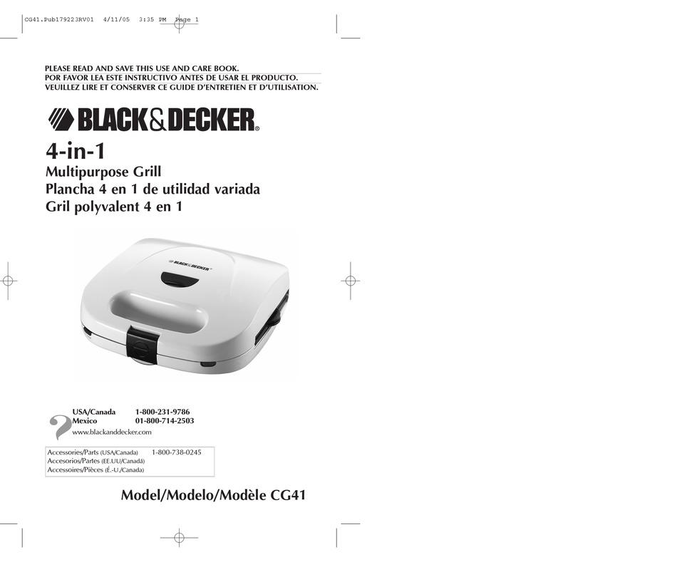 How To Use Black Decker CG41 Use And Care Book Manual Page 3