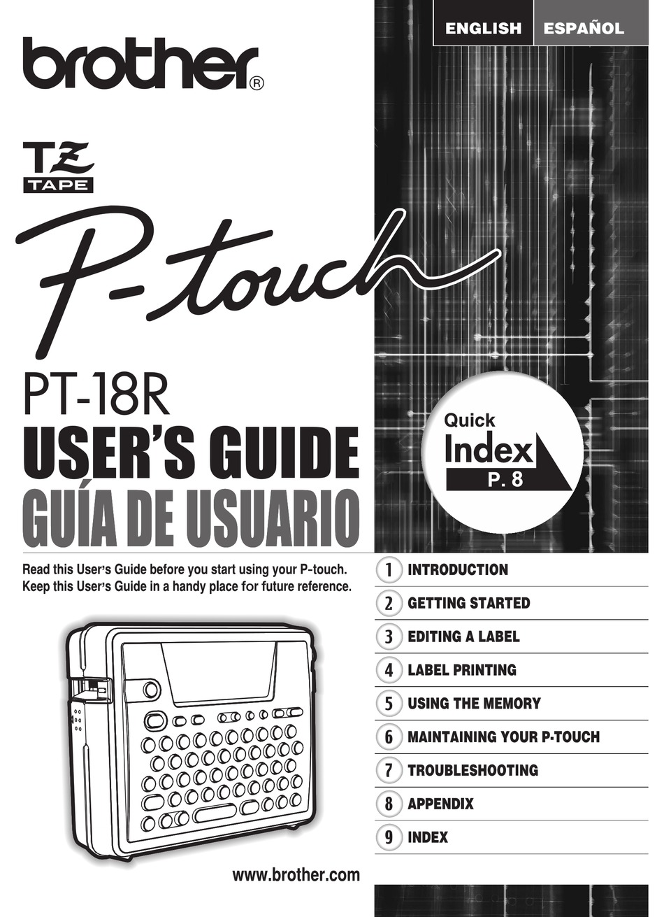 BROTHER P-TOUCH PT-18R USER MANUAL Pdf Download | ManualsLib