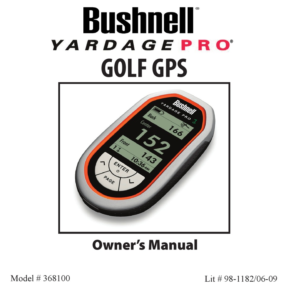 BUSHNELL YARDAGE PRO YARDAGE PRO OWNER'S MANUAL Pdf Download ManualsLib