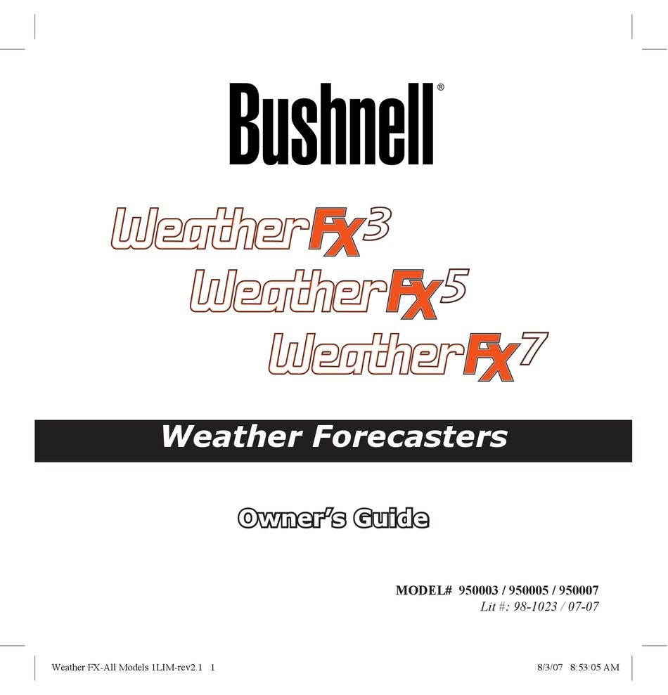 BUSHNELL WEATHER FX7 OWNER'S MANUAL Pdf Download ManualsLib