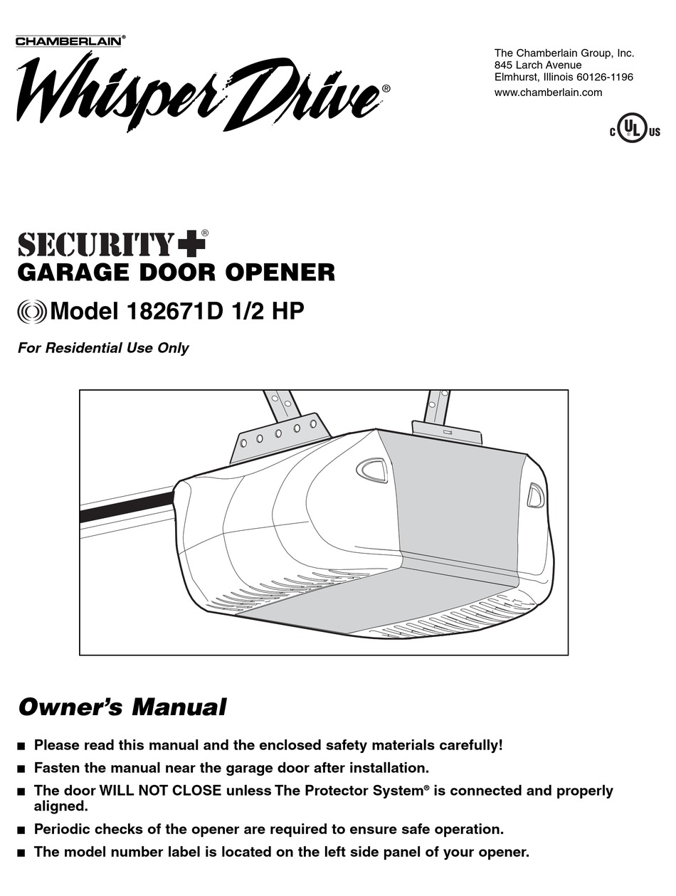 Chamberlain Whisper Drive Security 182671d Owner S Manual Pdf Download Manualslib [ 1259 x 950 Pixel ]