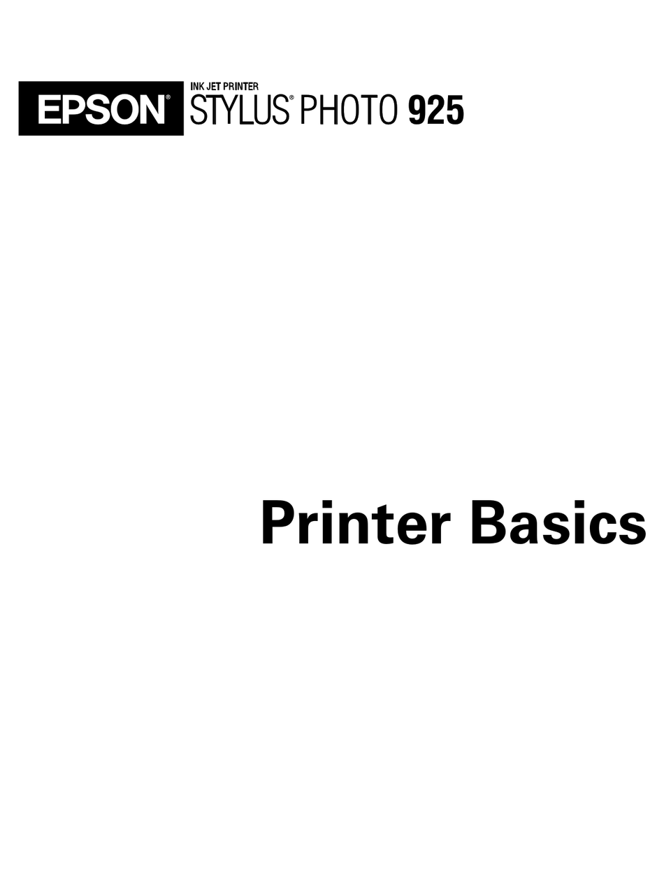 Epson Stylus Photo 925 Printer Basics Manual Pdf Download Manualslib 2336