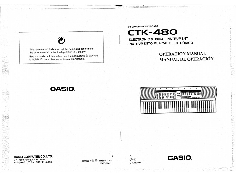 CASIO CTK-480 OPERATION MANUAL Pdf Download | ManualsLib