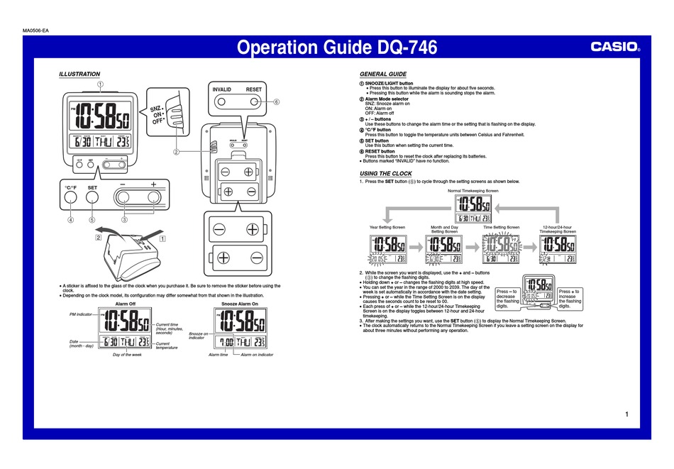 CASIO DQ746 OPERATION MANUAL Pdf Download ManualsLib