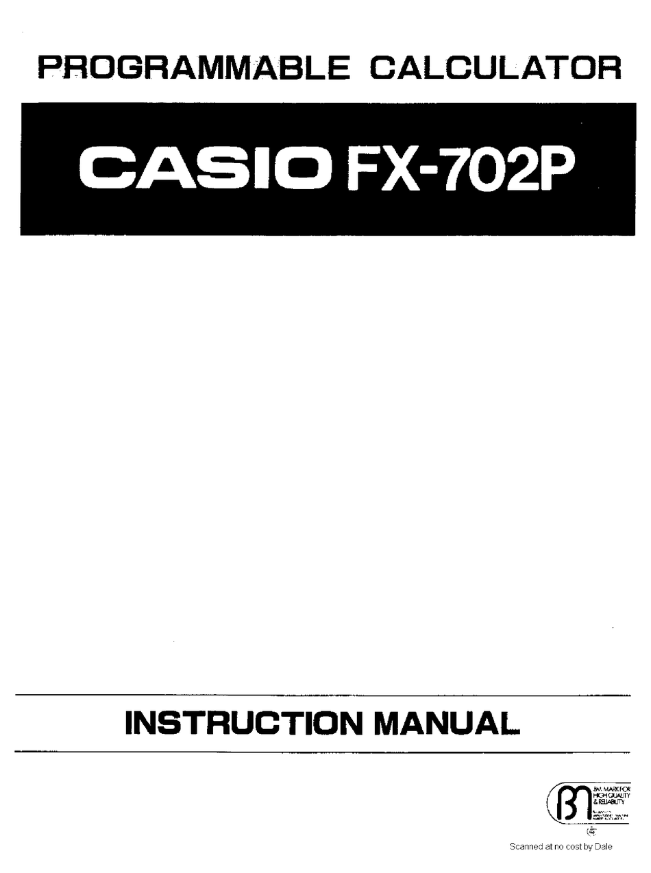 Casio Fx 702p Instruction Manual Pdf Download Manualslib