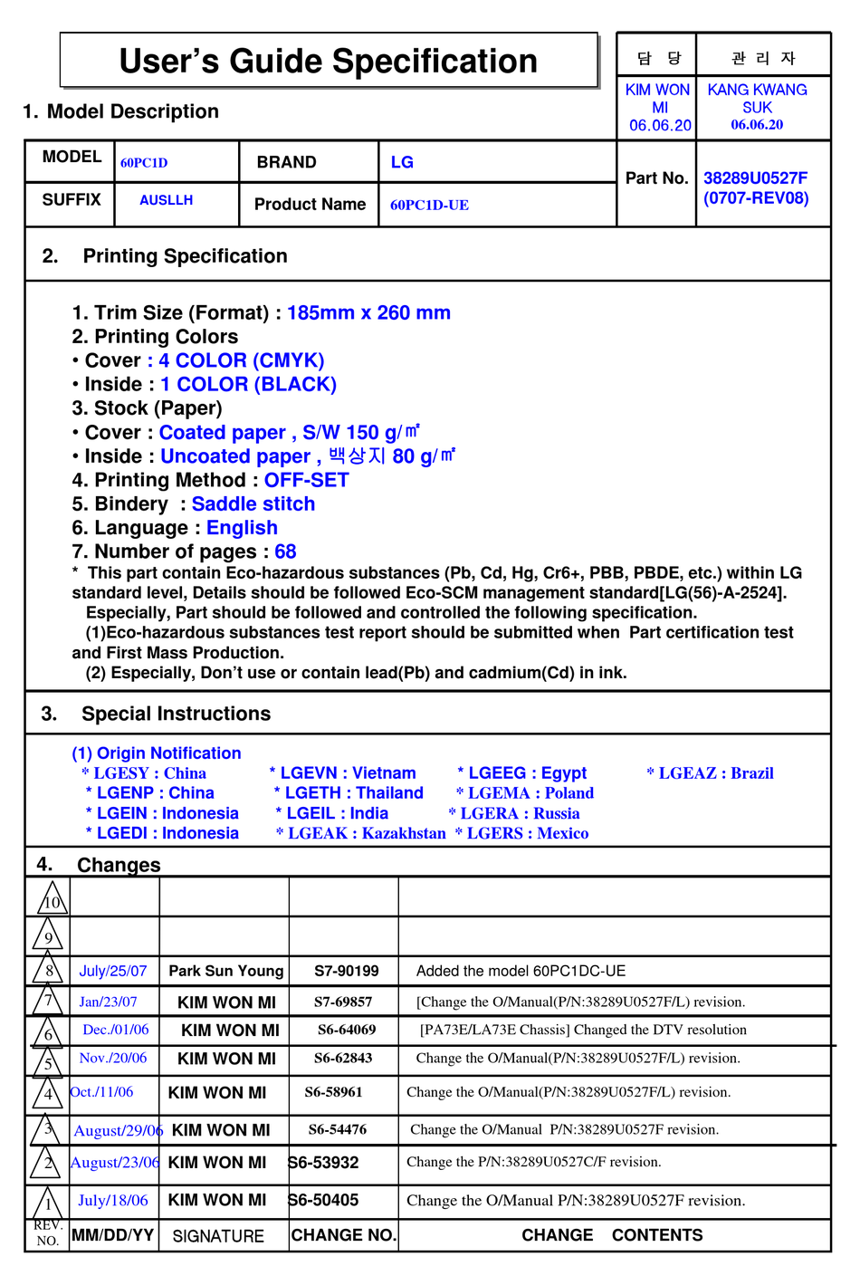 LG 60PC1D OWNER'S MANUAL Pdf Download | ManualsLib